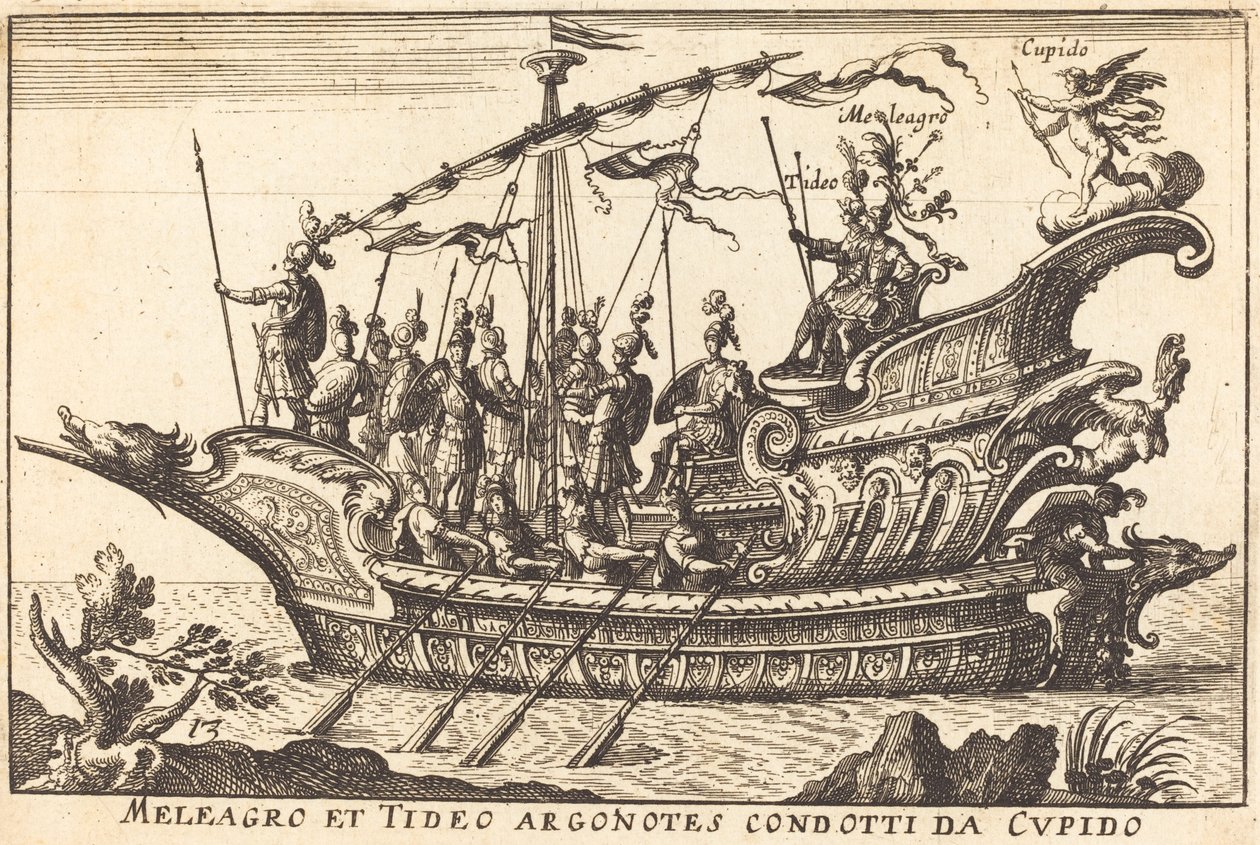 Méléagre et Tydée Argonautes conduits par Cupidon - Balthasar Moncornet after Remigio Cantagallina