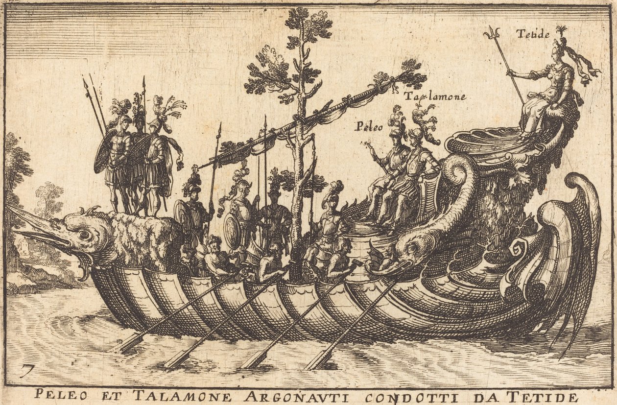 Pélée et Talamon, Argonautes conduits par Thétis - Balthasar Moncornet after Remigio Cantagallina