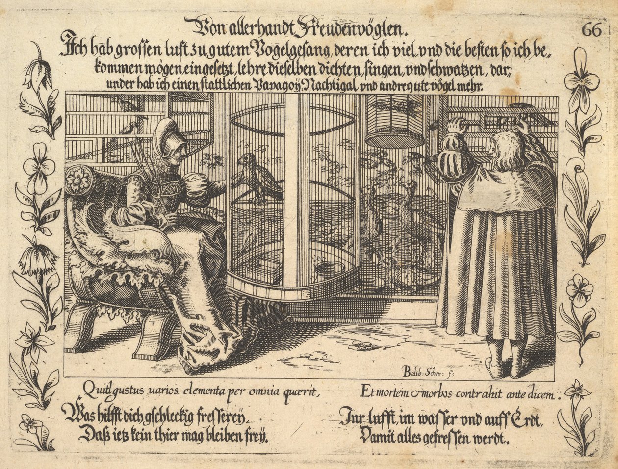 Von allerhandt Freudenvöglen, illustration de Petrarch, Gluck und Ungluck Spiegel, figur..., 1652 - Balthasar Schwan