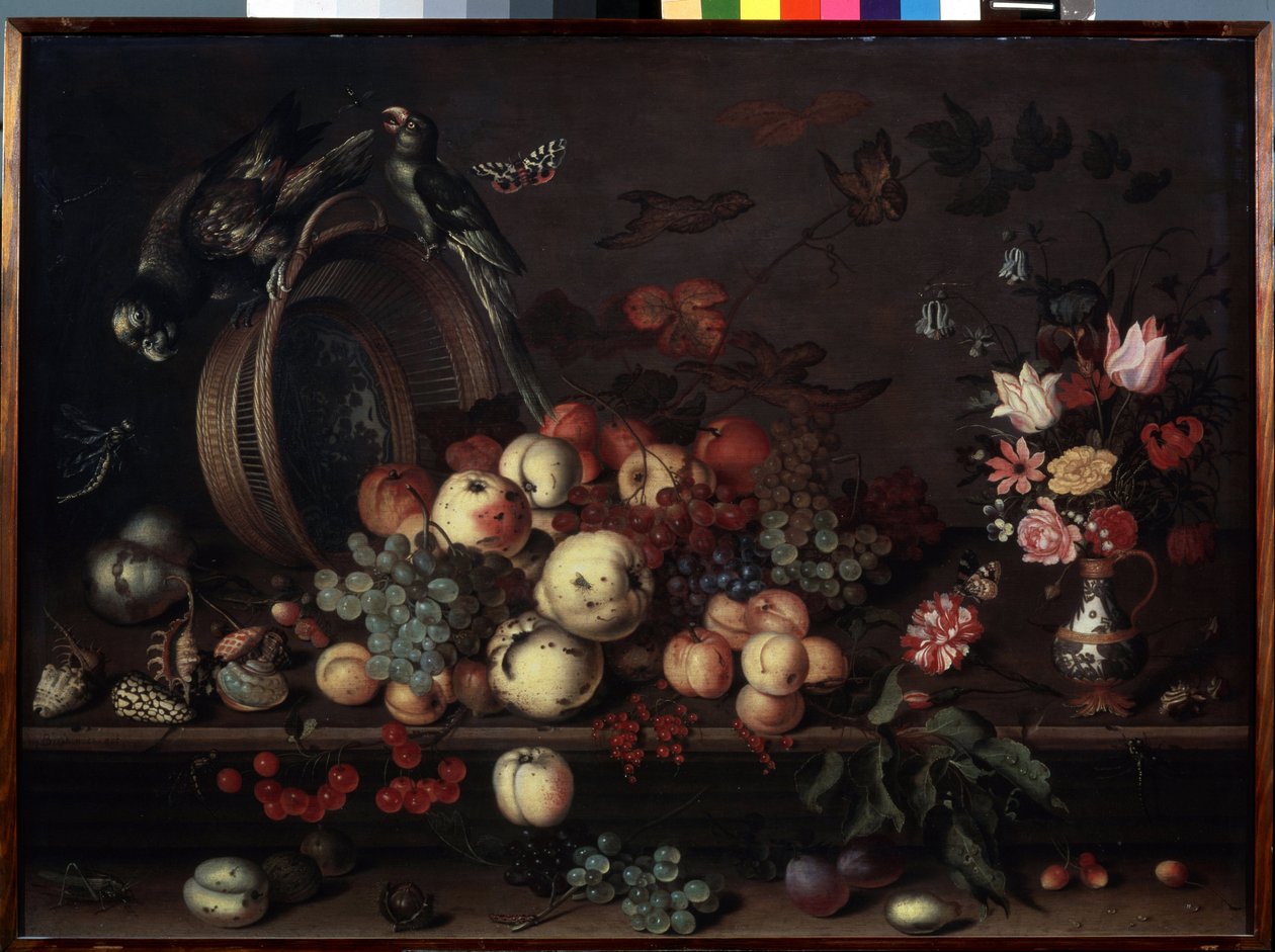 Nature morte aux fruits, fleurs et perroquets - Balthasar van der Ast
