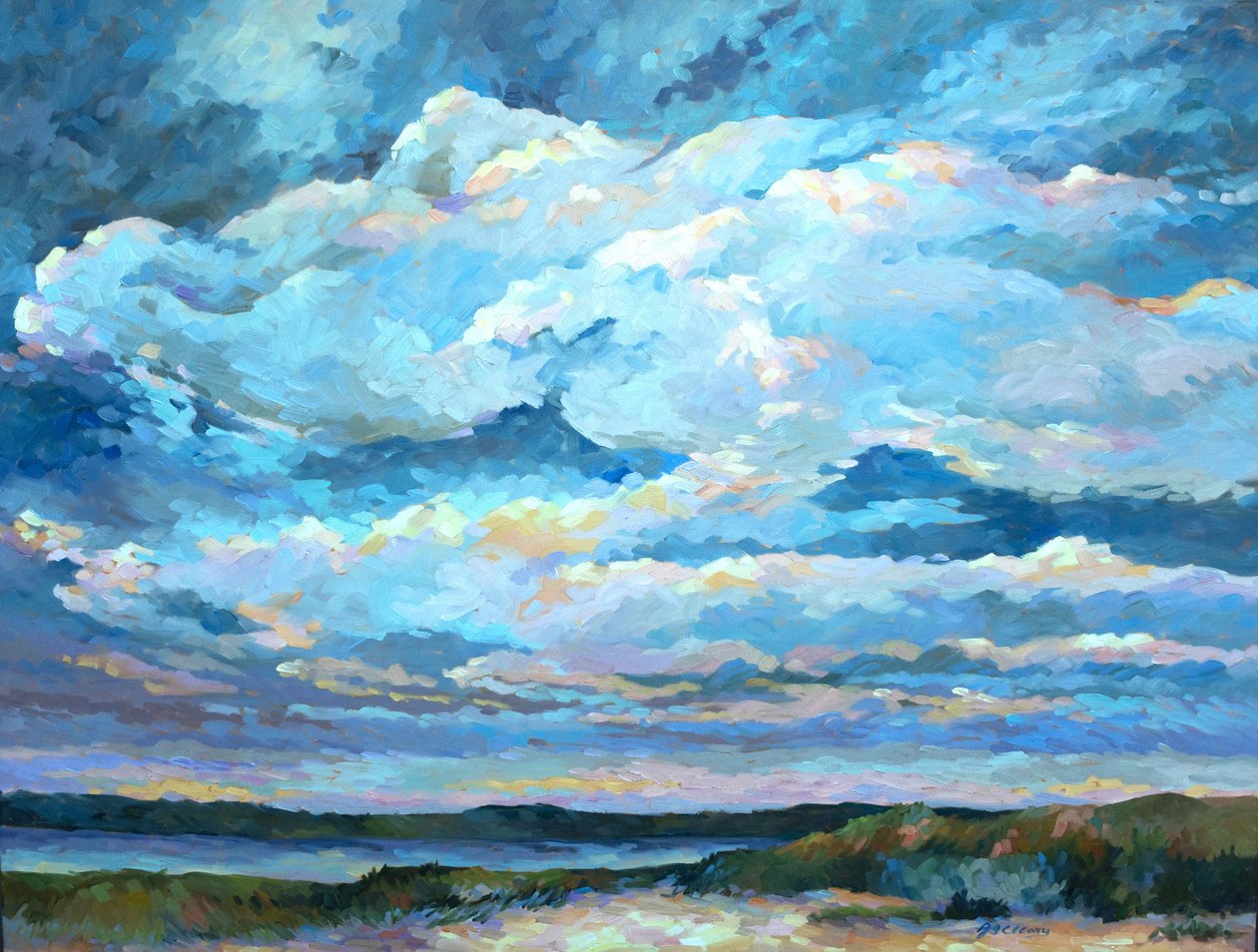 Série des nuages de campagne, vers 1980-95 (huile sur toile) - Barbara Cleary