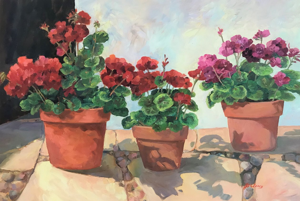Geranium Series 1, c.1990-2005 (huile sur toile) - Barbara Cleary