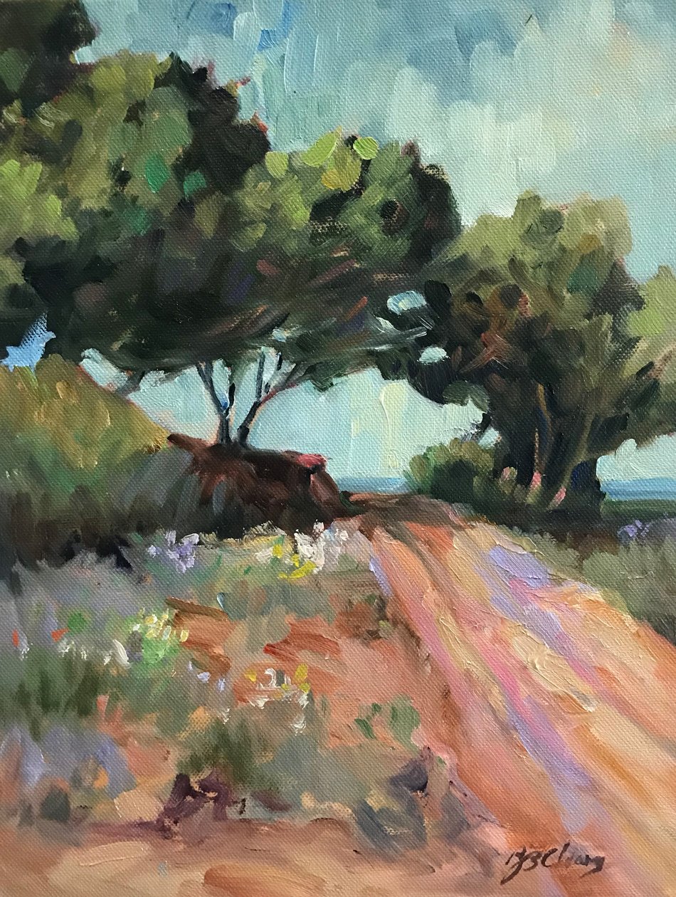 Kansas Road, vers 1980-95 (huile sur toile) - Barbara Cleary