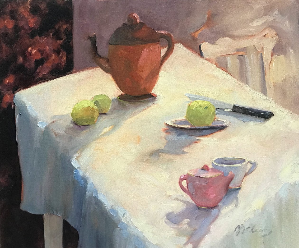 Nature morte à la théière, 2003 (huile sur toile) - Barbara Cleary
