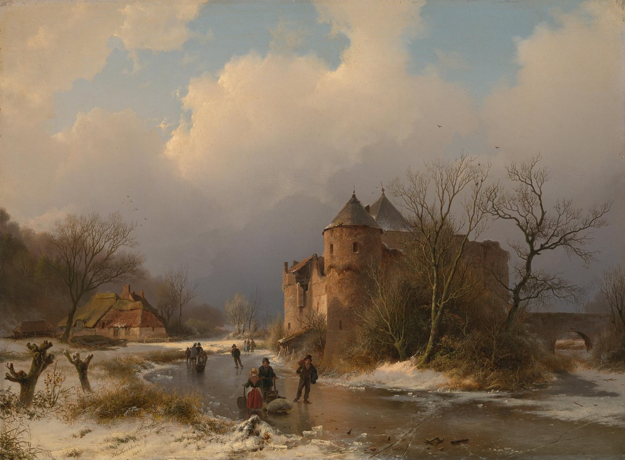 Un château dans un paysage hivernal - Barend Cornelis Koekkoek