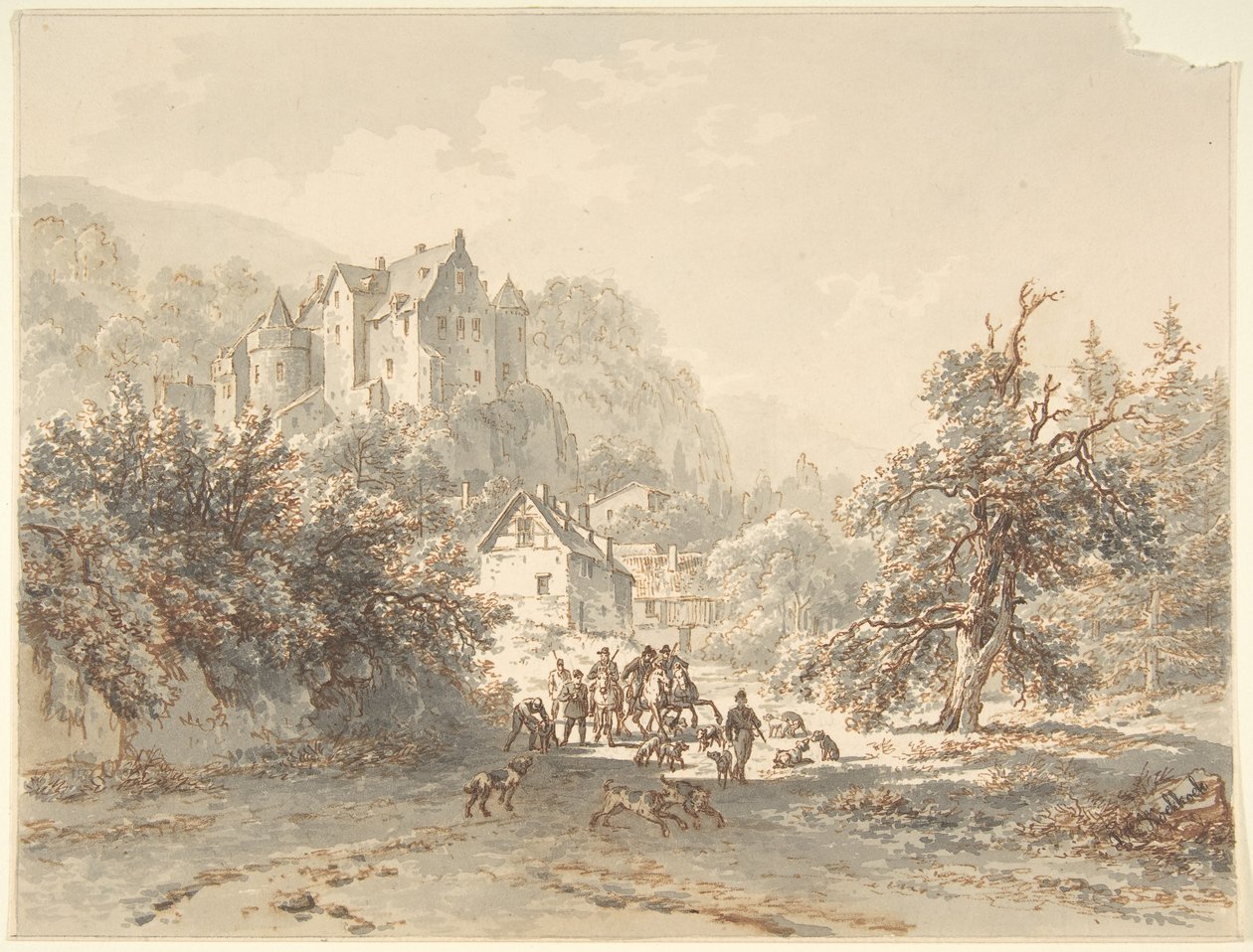 Paysage avec une partie de chasse - Barend Cornelis Koekkoek