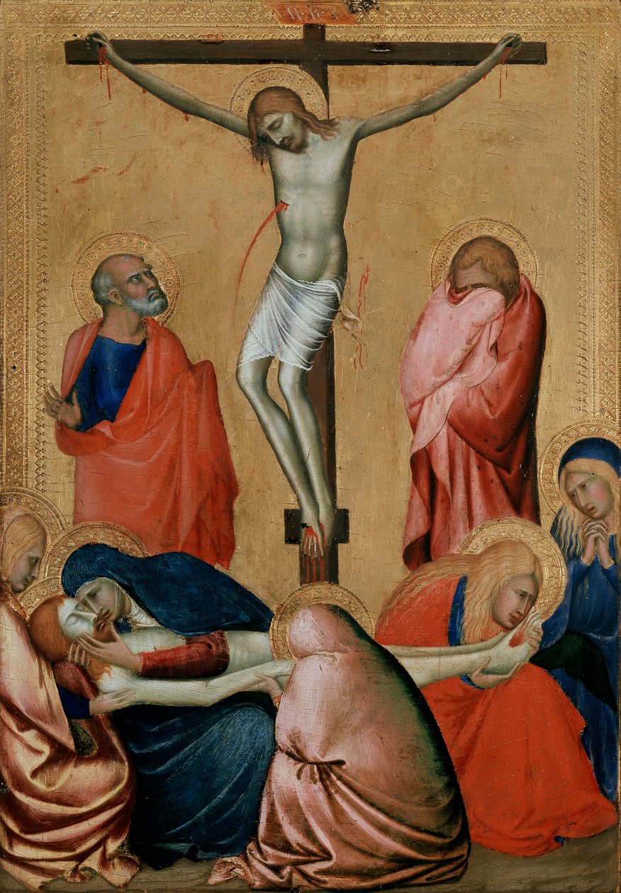 La Crucifixion et la Lamentation, 14ème siècle - Barna da Siena