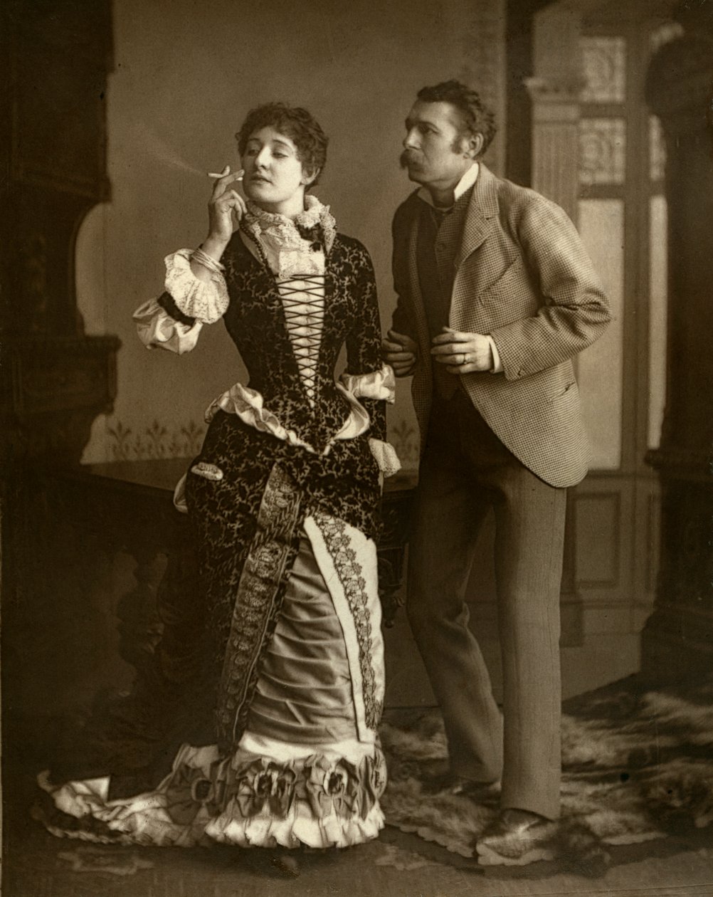 Mary Rorke et Charles Wyndham, acteurs britanniques, 1882 - Barnes and Bell Brown