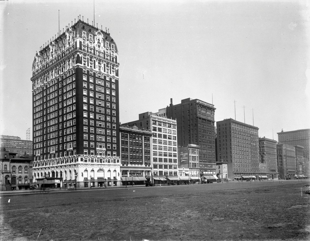 Bâtiments sur Michigan Avenue de Balbo Street à Van Buren Street, Chicago, Illinois, États-Unis, c.1905 - Barnes and Crosby
