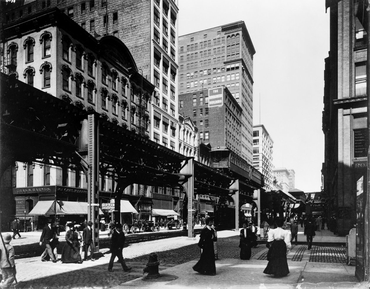 Voies surélevées sur Wabash Avenue, Chicago, Illinois, États-Unis - Barnes and Crosby