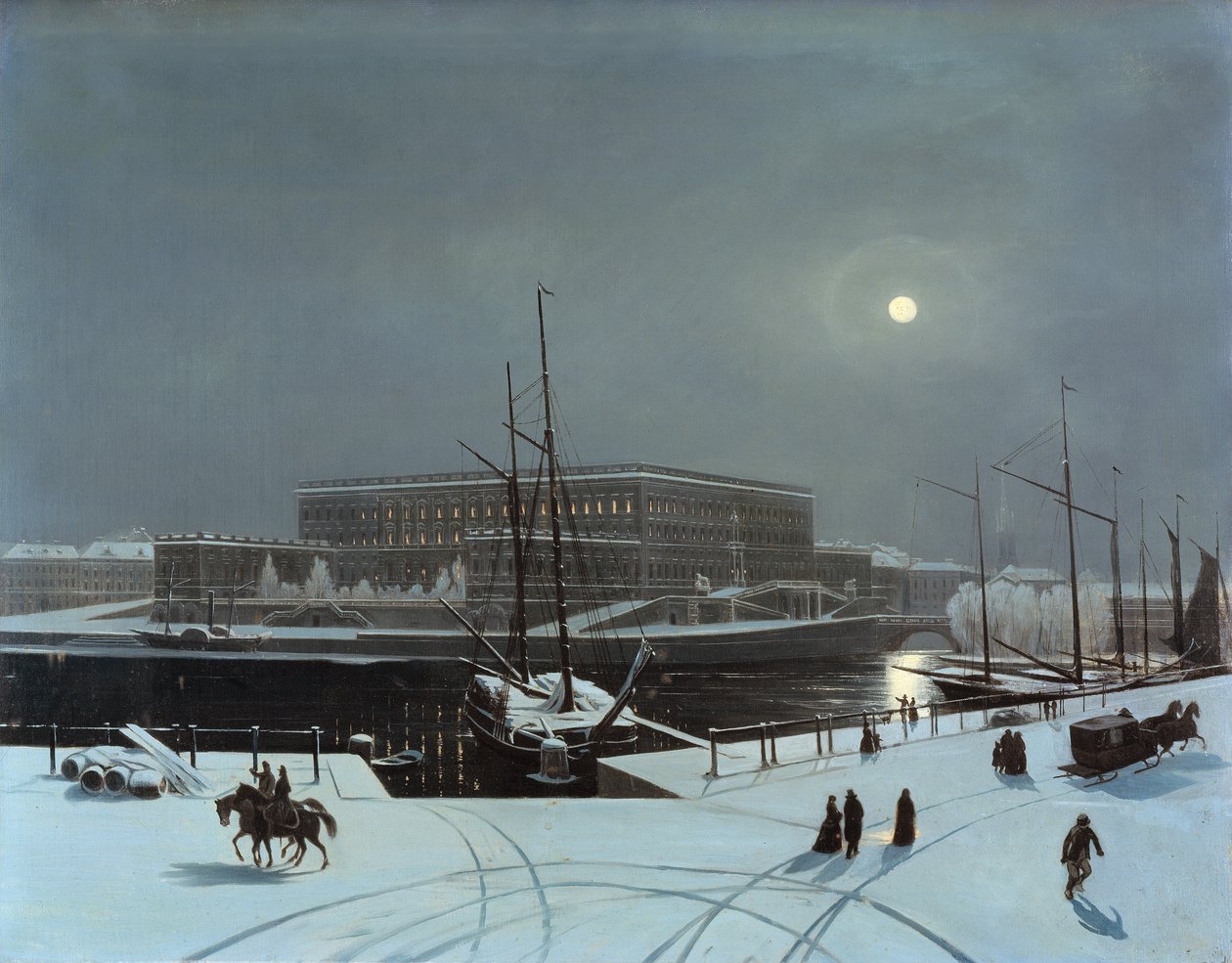 Vue du palais royal de Stockholm en hiver - Baron Karl-Stefan Bennet