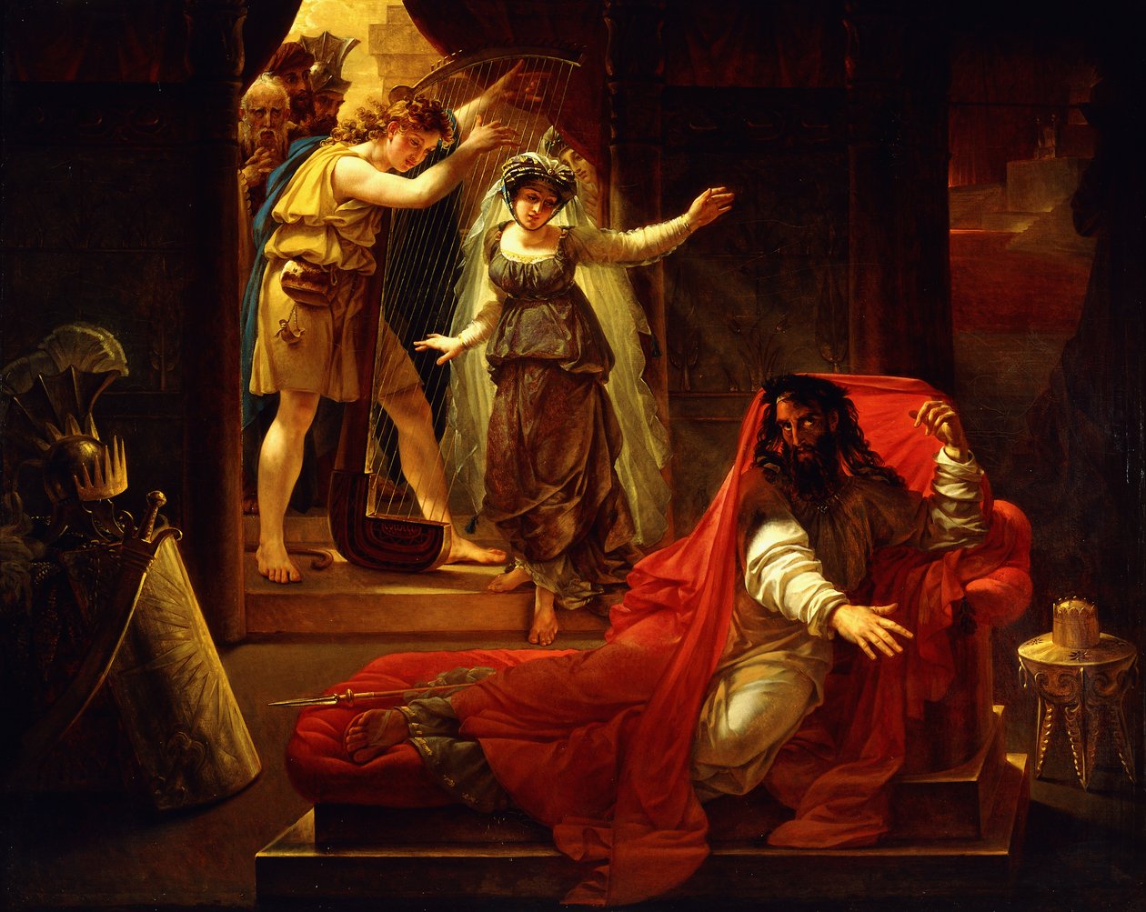 David jouant de la harpe pour le roi Saül - Baron Antoine Jean Gros