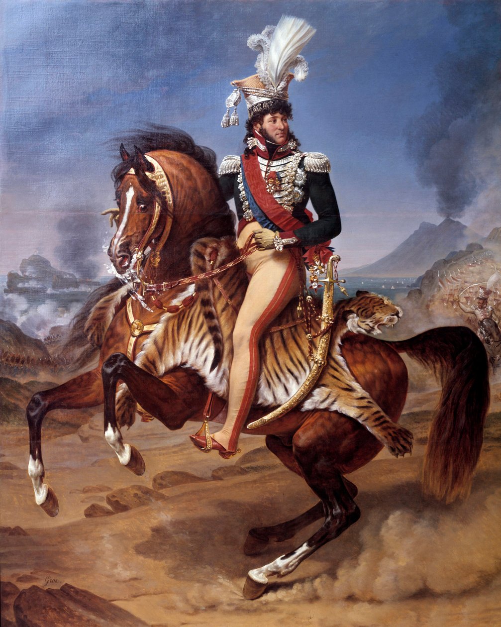 Portrait équestre de Joachim Murat, roi de Naples à Naples avec vue sur le Vésuve - Baron Antoine Jean Gros