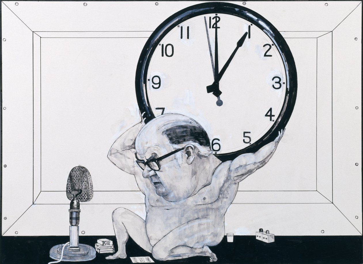 Portrait de William Hardcastle, illustration pour The Radio Times, 1970s - Barry Fantoni