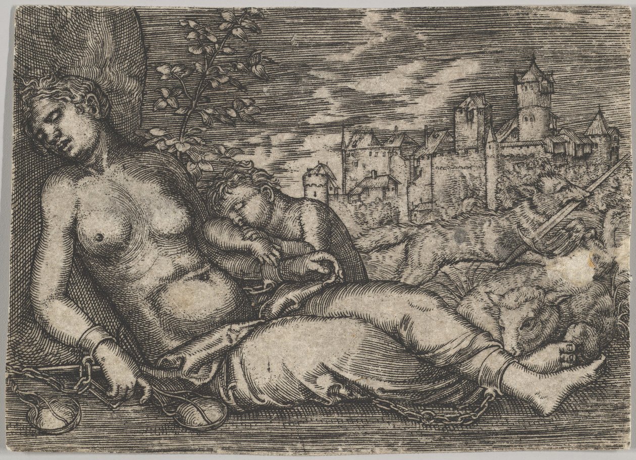 Der Welt Lauf Sleeping Justice copy, début du 16ème siècle - Barthel Beham