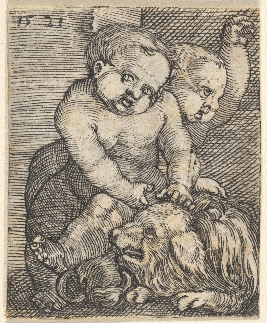 Deux garçons jouant avec un chien, milieu du 16e siècle - Barthel Beham