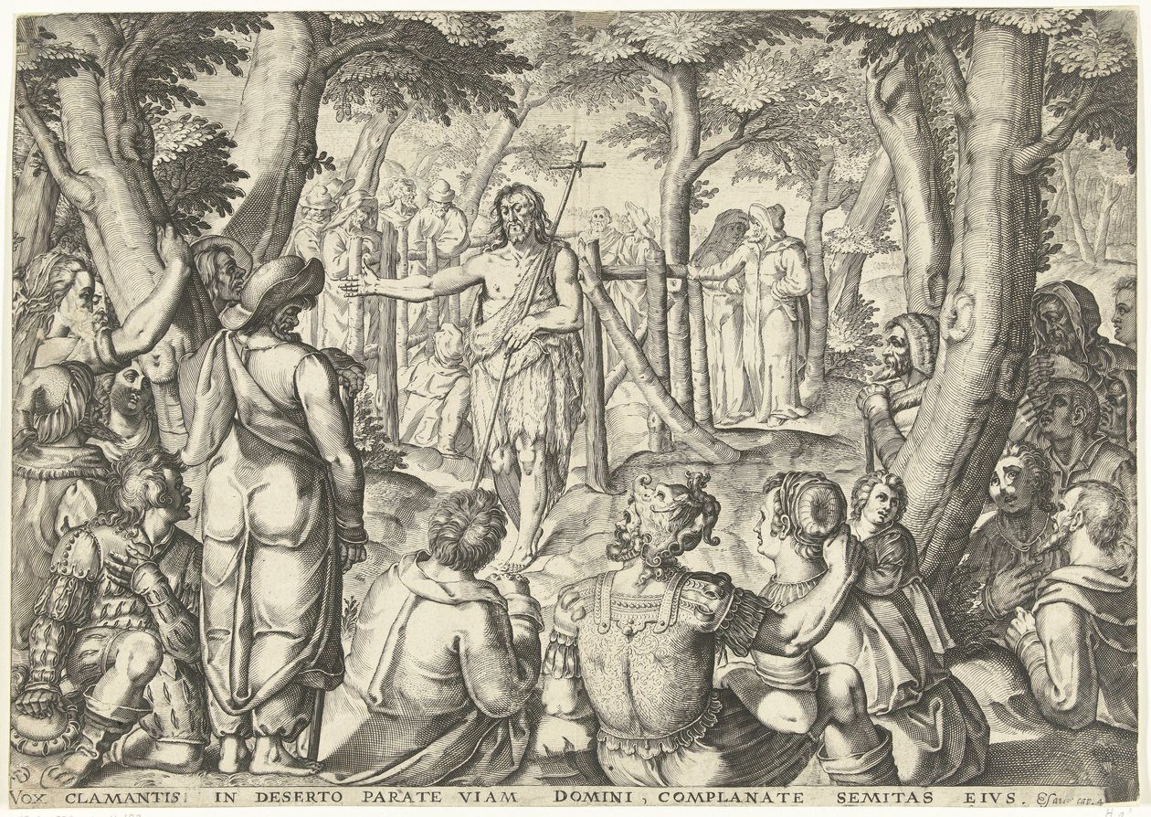 Jean-Baptiste prêchant devant un groupe de personnes - Bartholomeus Willemsz. Dolendo