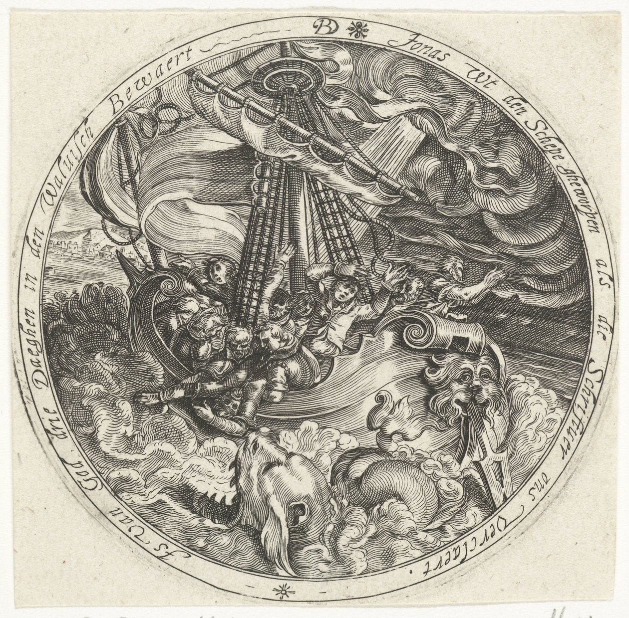 Jonas jeté par les marins par-dessus bord - Bartholomeus Willemsz. Dolendo