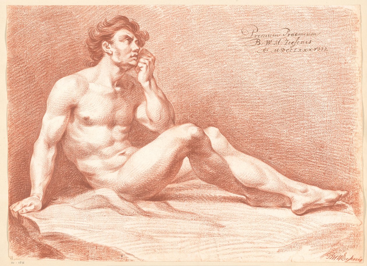 Nu masculin assis, vu de côté (1er prix 1788) - Bartholomeus Ziesenis
