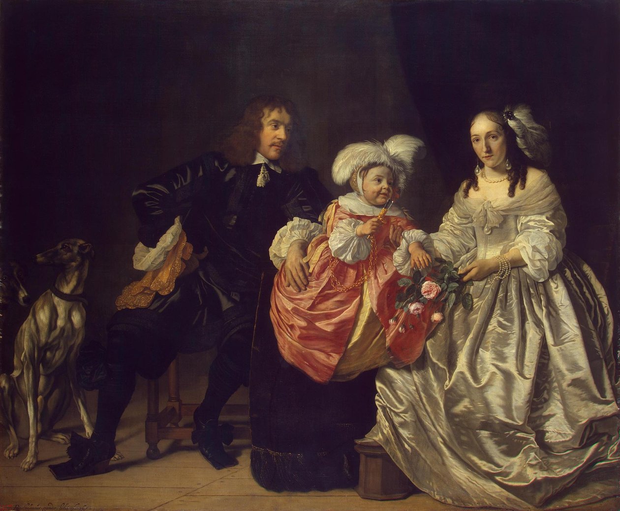 Portrait de famille (Pieter Lucaszn van de Venne avec Anna de Carpentier et son enfant) - Bartholomeus van der Helst