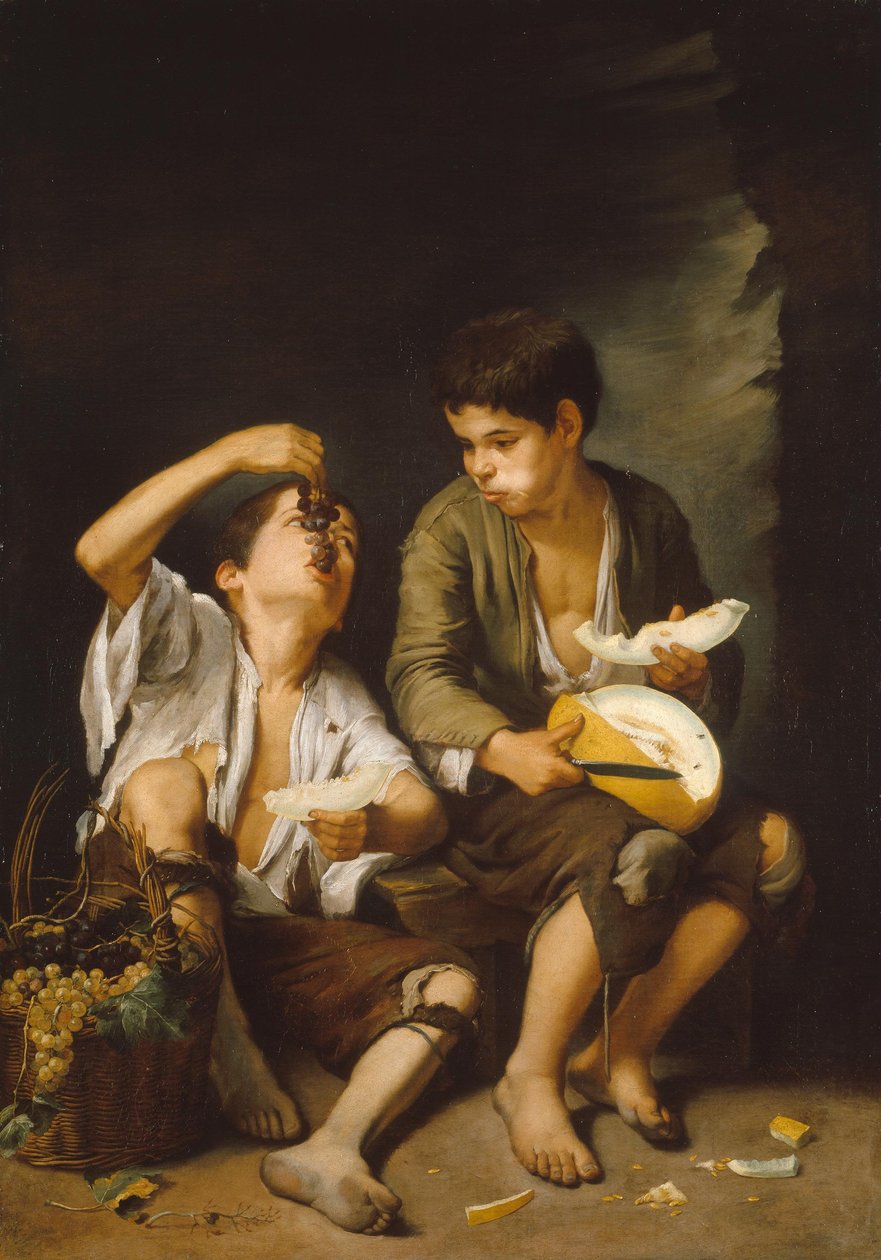 French : Mangeur de raisin et de melon Boys Eating Grapes and Melon - Bartolomé Esteban Murillo