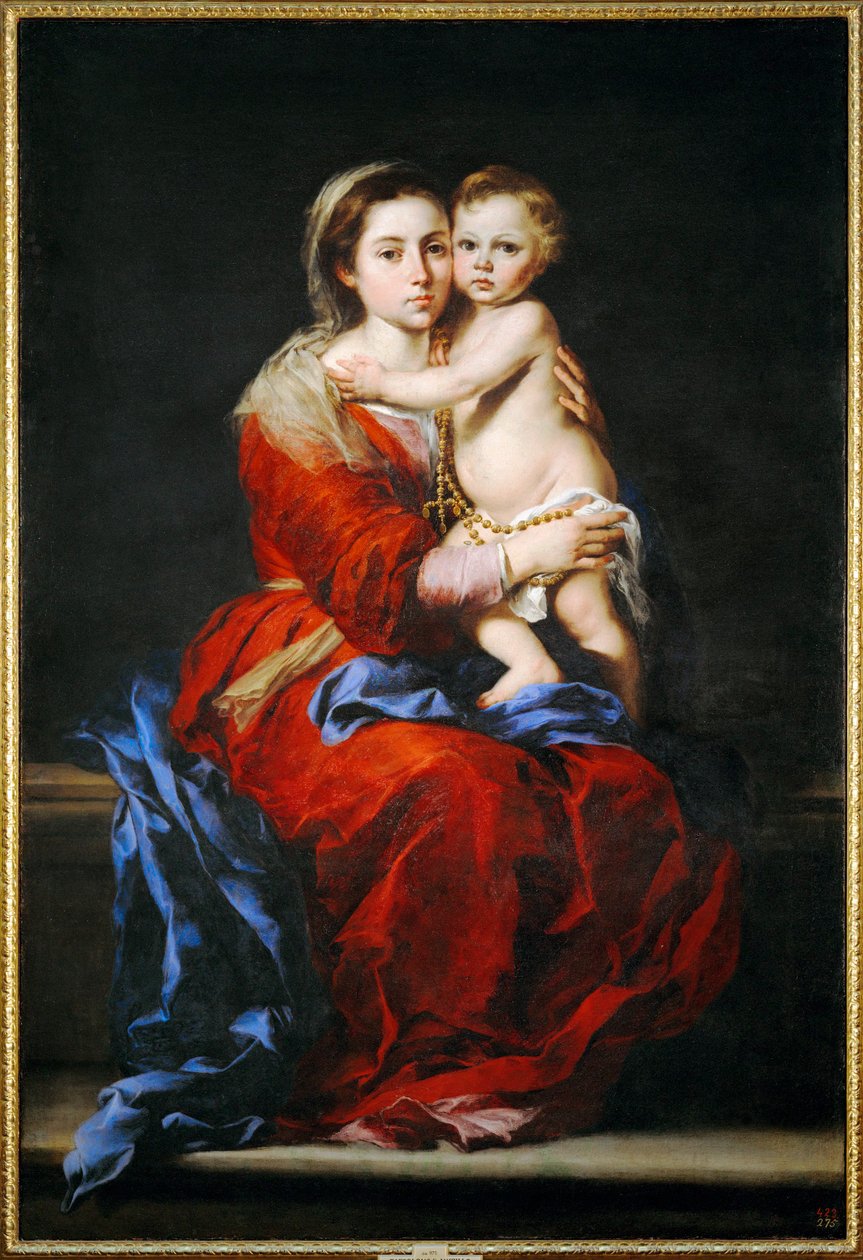 La Vierge au rosaire (peinture sur toile) - Bartolome Esteban Murillo
