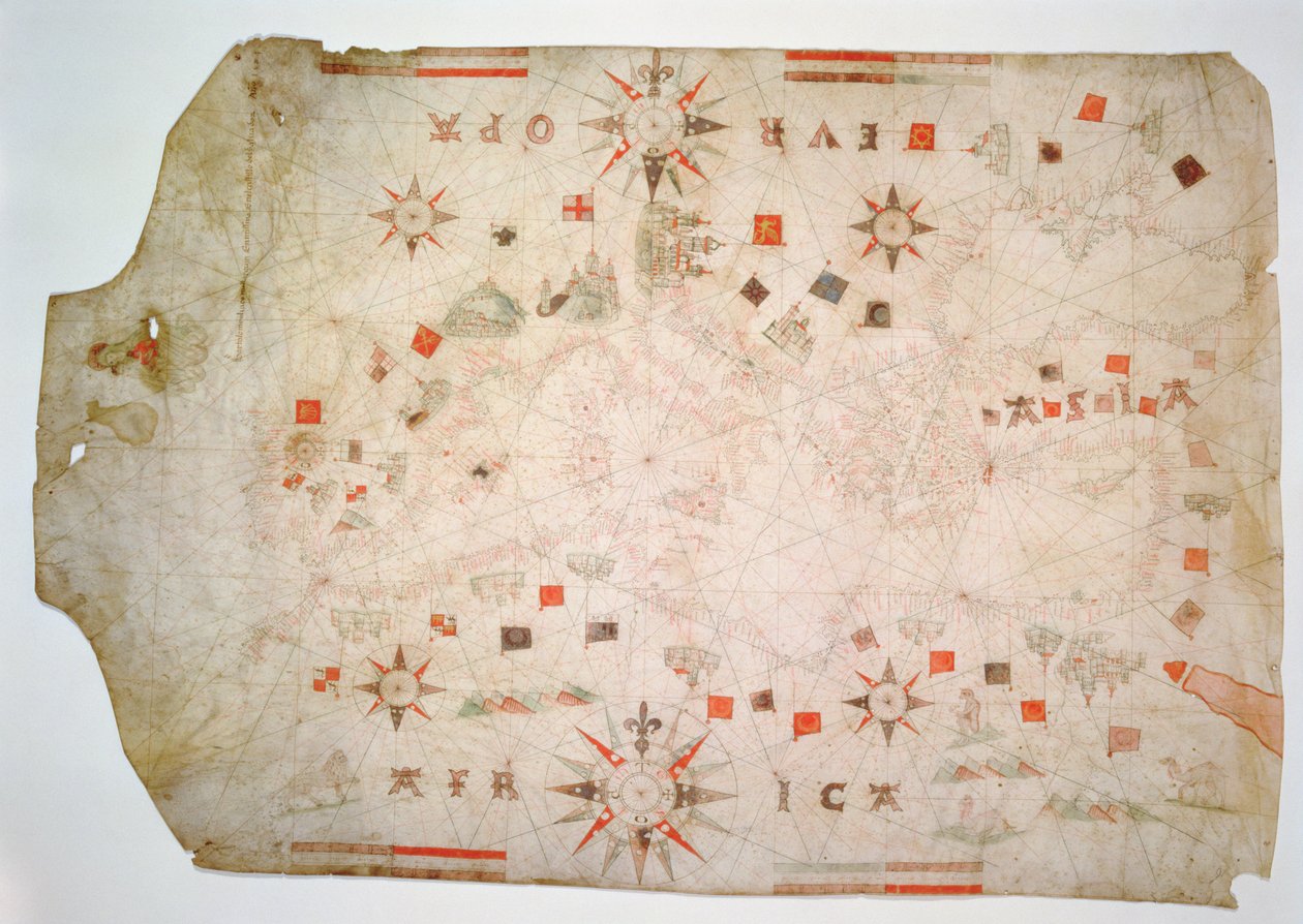 Carte nautique miniature de la Méditerranée - Bartolomeo Olives