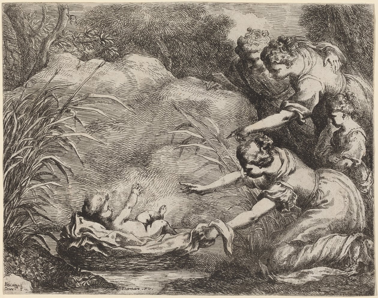 La découverte de Moïse - Bartolomeo Biscaino