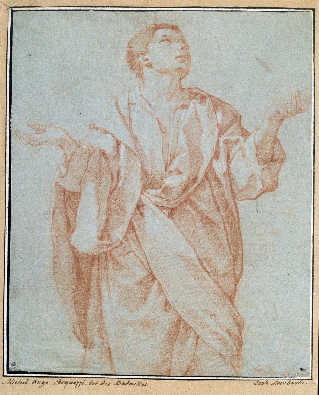 Homme drapé, bras ouverts, yeux levés au ciel, tête inclinée - Bartolomeo Cesi