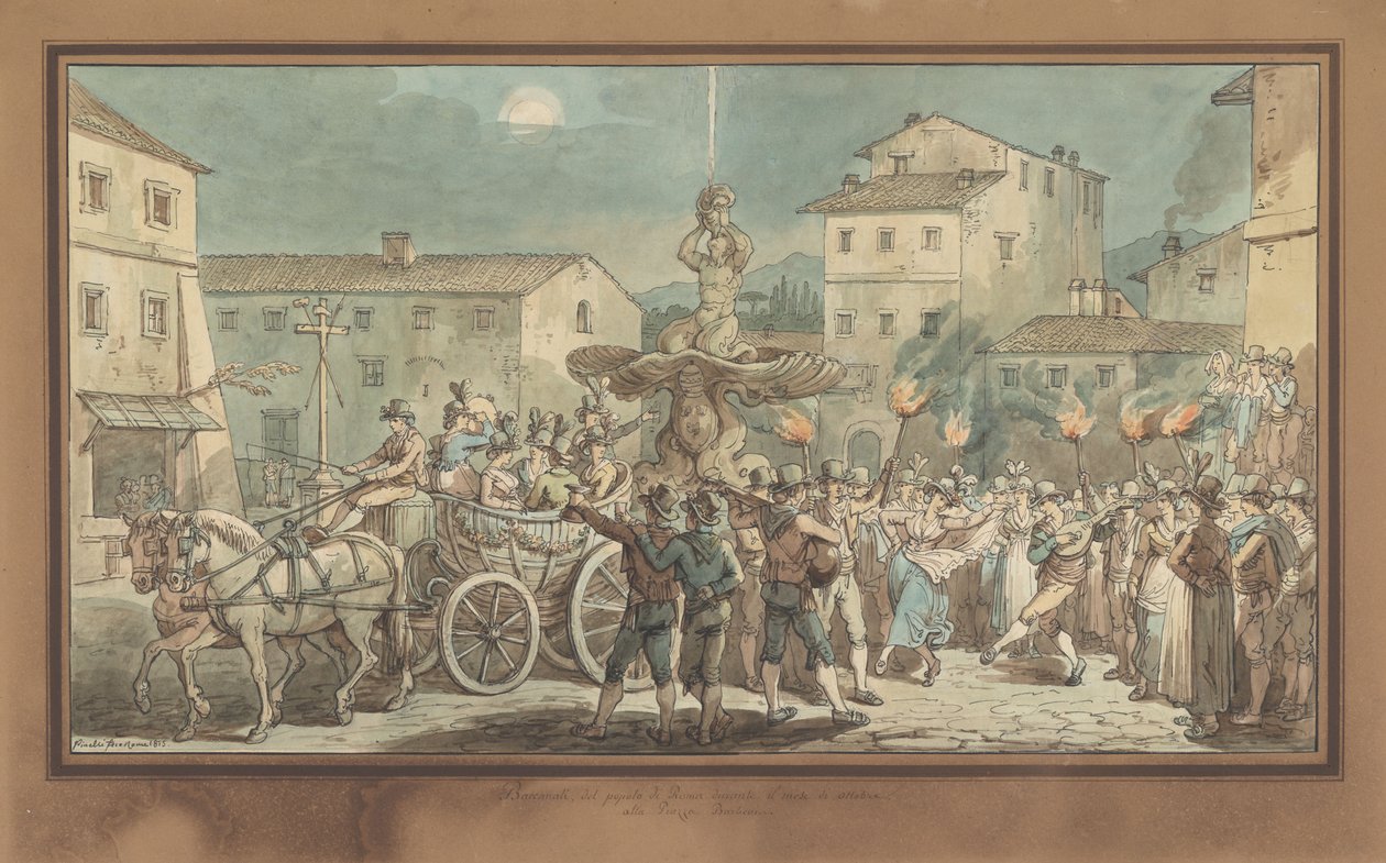 La fontaine du Triton de Bernini, illustration pour Costumes et coutumes romains - Bartolomeo Pinelli