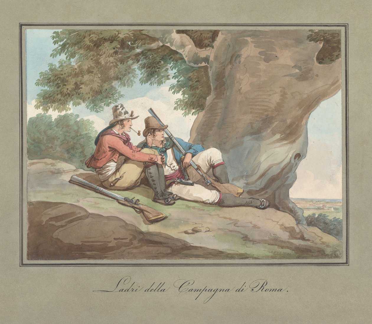 Briganti se reposant dans la Campagne, illustration pour « Costumes et coutumes romains » - Bartolomeo Pinelli
