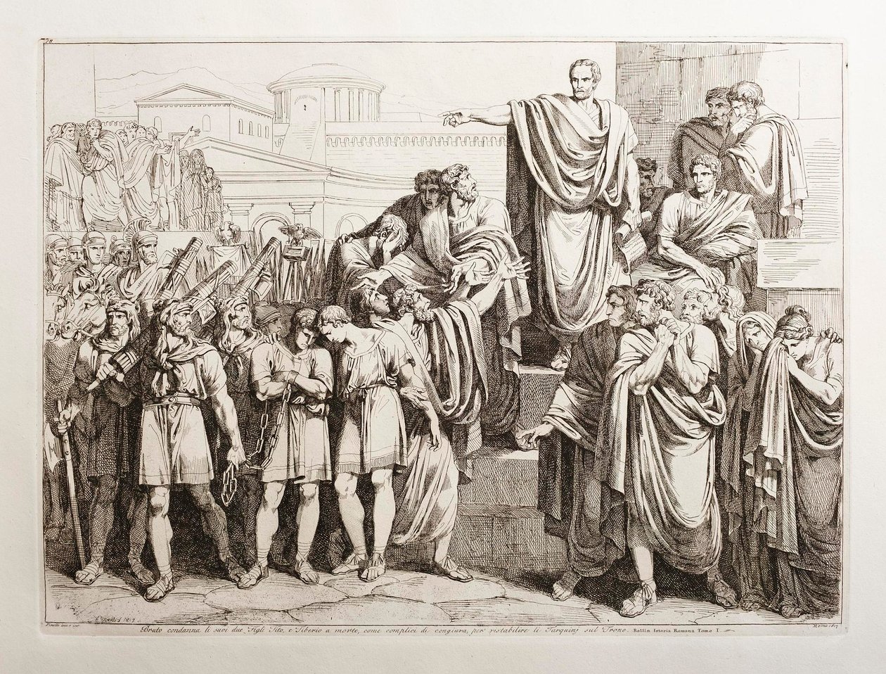 Brutus condamne à mort ses deux fils, Titus et Tiberius - Bartolomeo Pinelli