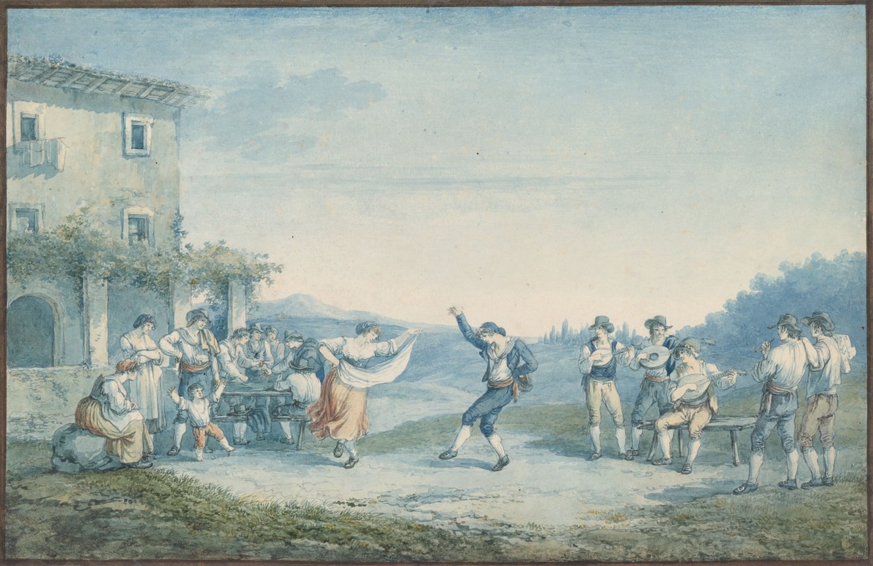 Danse des Ramano, illustration pour Costumes et coutumes romains - Bartolomeo Pinelli