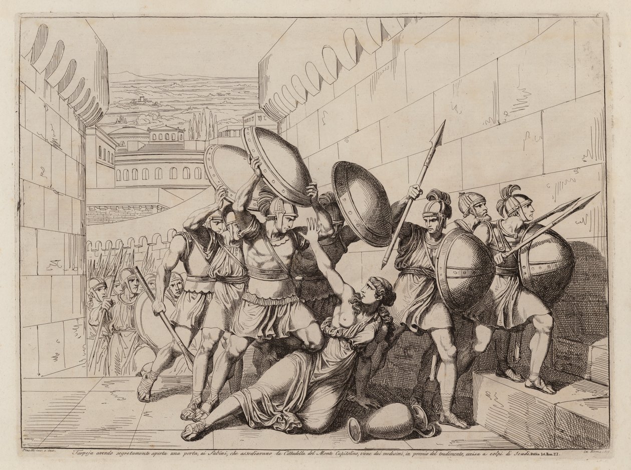 Mort de Tarpeia (eau-forte) - Bartolomeo Pinelli