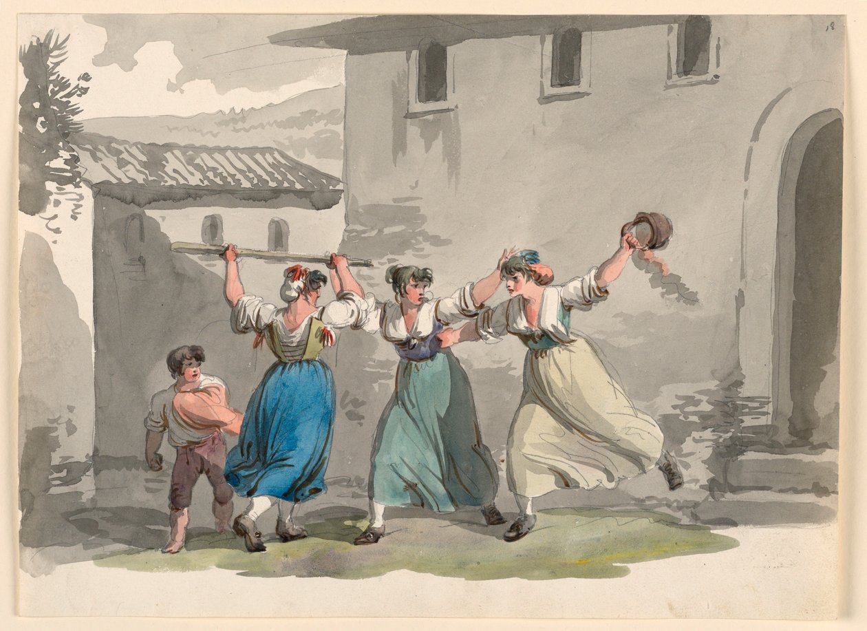 Dessin, Combat de femmes à Rome, 1807-08 - Bartolomeo Pinelli