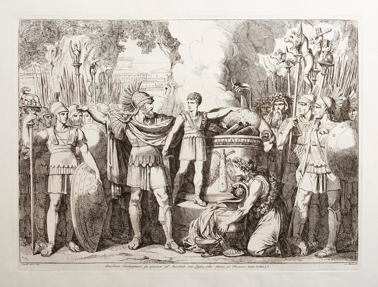 Hamilcar Barca fait jurer à son fils Hannibal de nourrir une haine éternelle envers les Romains - Bartolomeo Pinelli