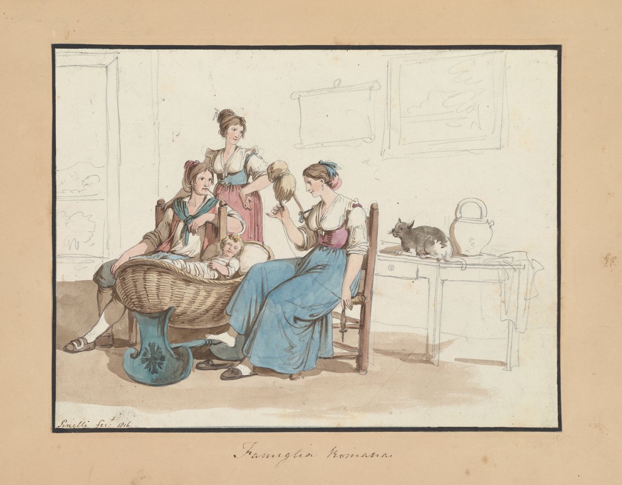 Famille romaine, étude pour costumes et coutumes romains - Bartolomeo Pinelli