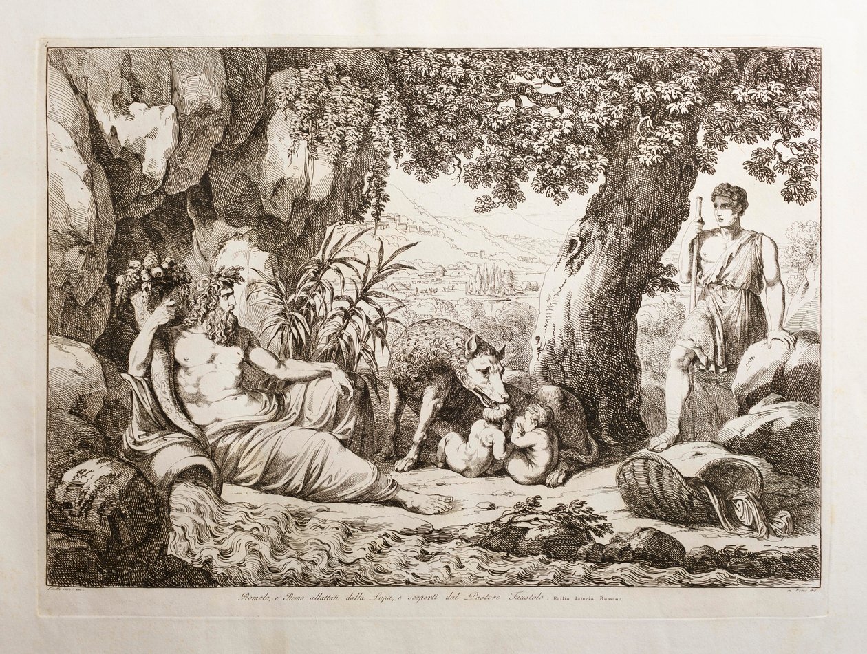 Romulus et Rémus allaités par la louve - Bartolomeo Pinelli