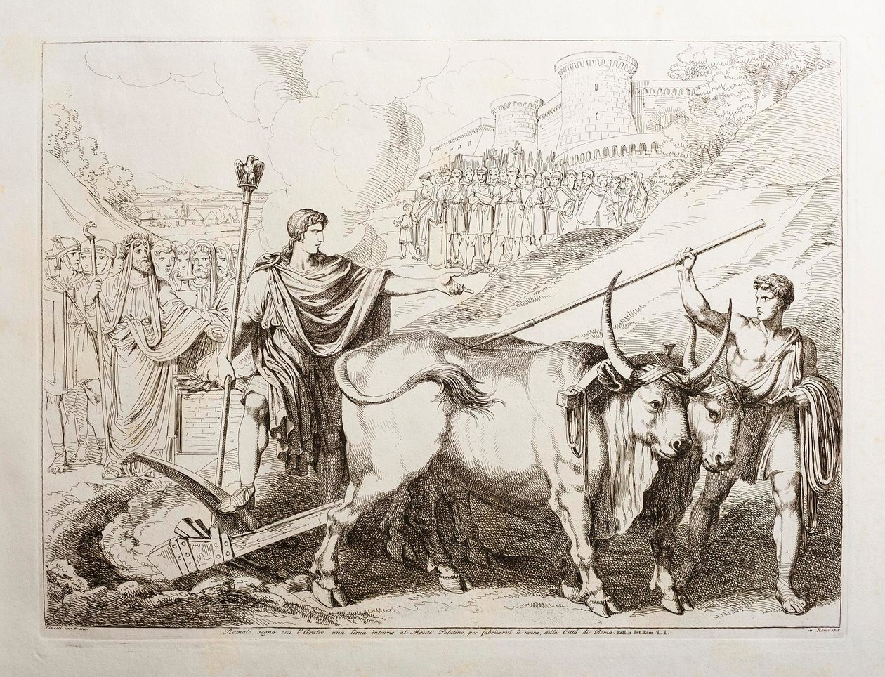 Romulus trace une ligne autour du mont Palatin - Bartolomeo Pinelli