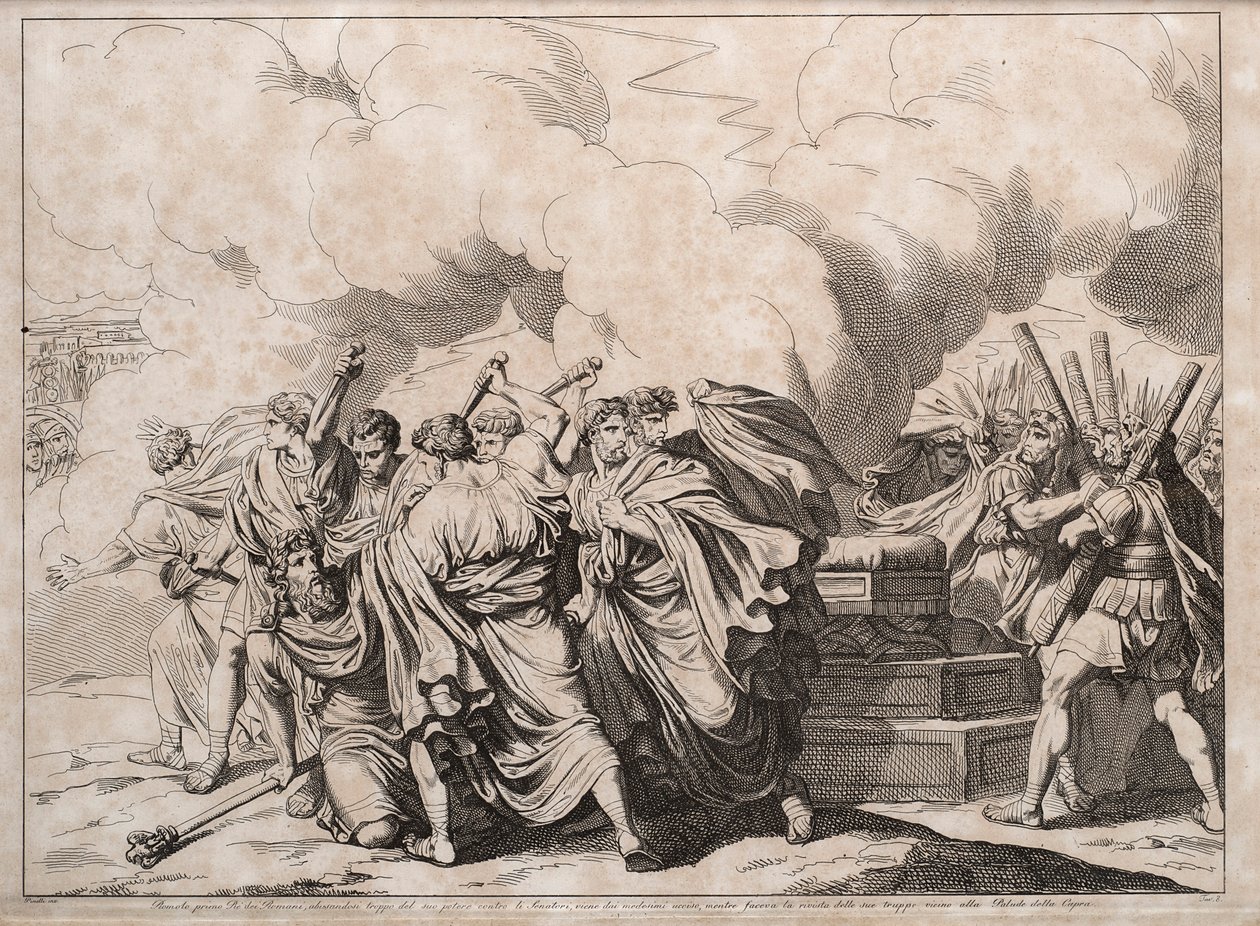 Romulus assassiné par les sénateurs, 1818 - Bartolomeo Pinelli