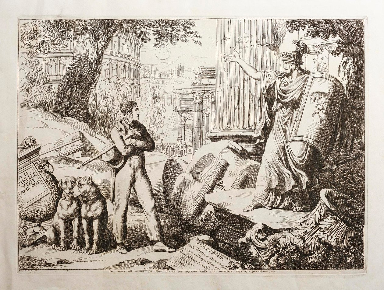 Debout au milieu des ruines du Forum - Bartolomeo Pinelli