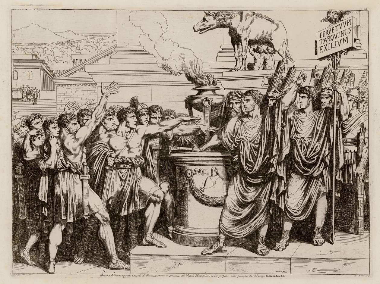 Le serment de Brutus (eau-forte) - Bartolomeo Pinelli