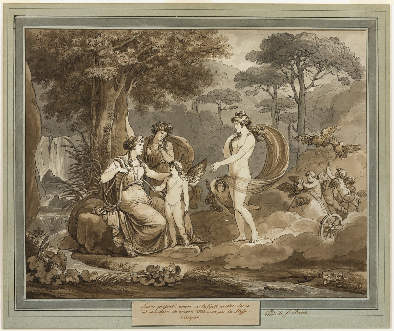 Vénus présente Cupidon à Calypso, du livre 7 des Aventures de Télémaque - Bartolomeo Pinelli