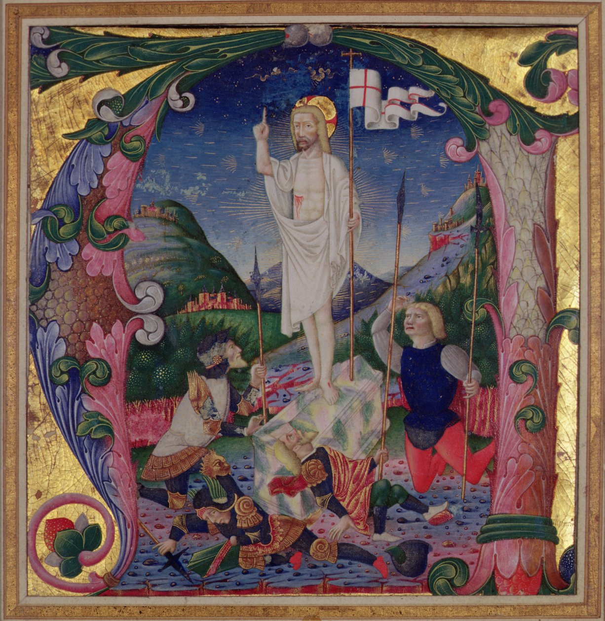 Initiale historiée A représentant la Résurrection du Christ, École lombarde - Bartolomeo de Rigossi da Gallarate attr. to Bartolomeo de Rigossi da Gallarate attr. to