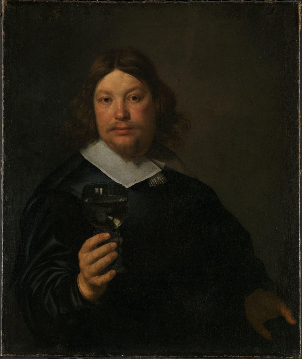Homme tenant un verre de vin - Bartolomeus van der Helst
