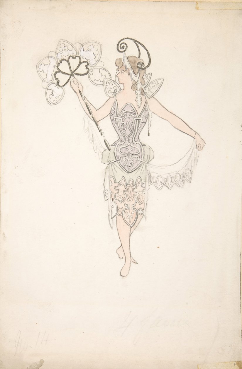 Conception de costume pour Dame avec un éventail, 1890-1899 - Basil Crage