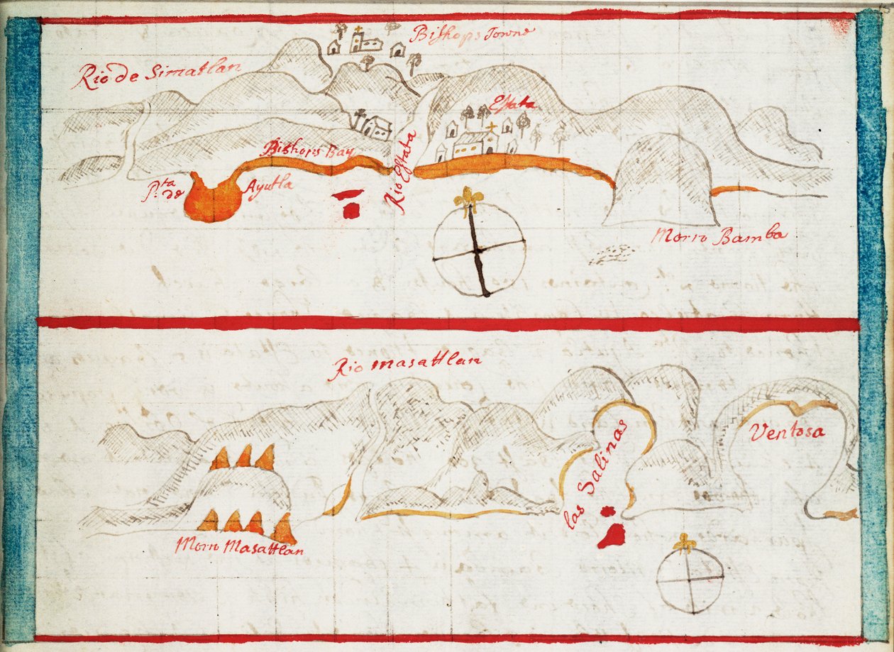 Carte de Santiago Astata et Bahia Ventosa - Basil Ringrose