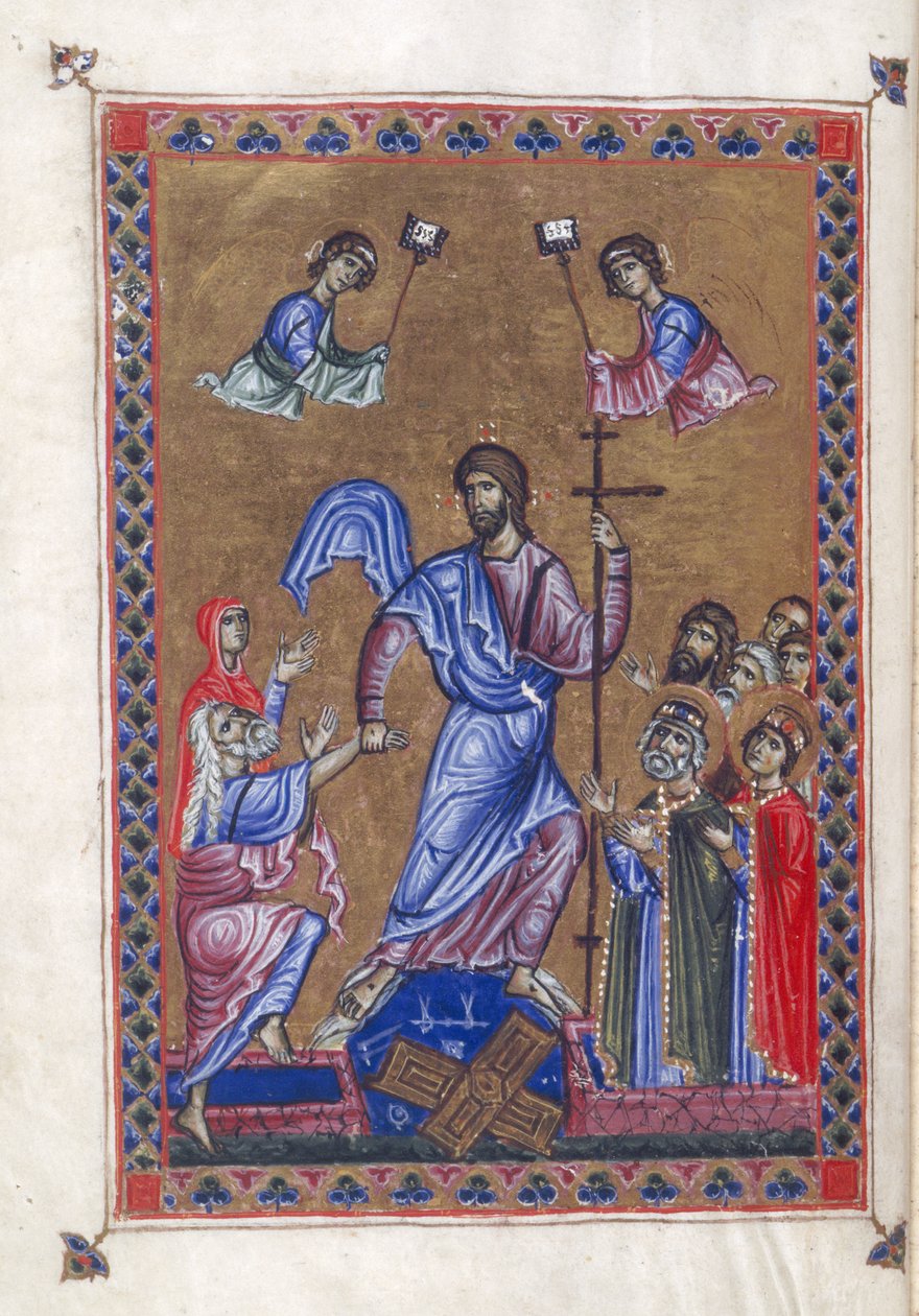 Egerton 1139, f.9v Descente aux enfers, illustration du 