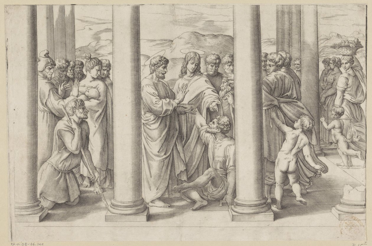 Saint Pierre et Jean guérissent un infirme dans un temple - Battista Franco