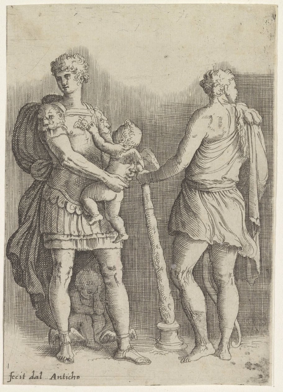 Persée avec deux putti et Hercule, vu de dos - Battista Franco